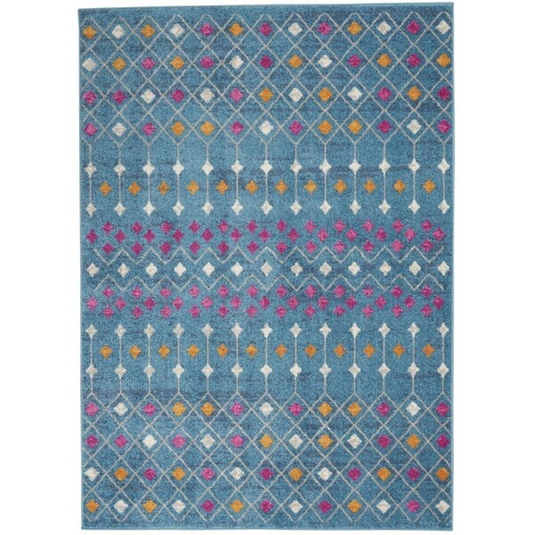 Palacedesigns 5 x 7 ft. Blue Jewels Geometric Area Rug - Blue - 5' x 7' PA3663837 - main